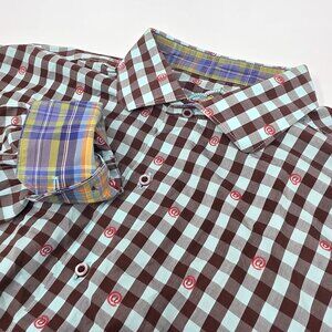 Robert Graham Large Blue / Brown Checkered Long Sleeve Button Down Shirt L